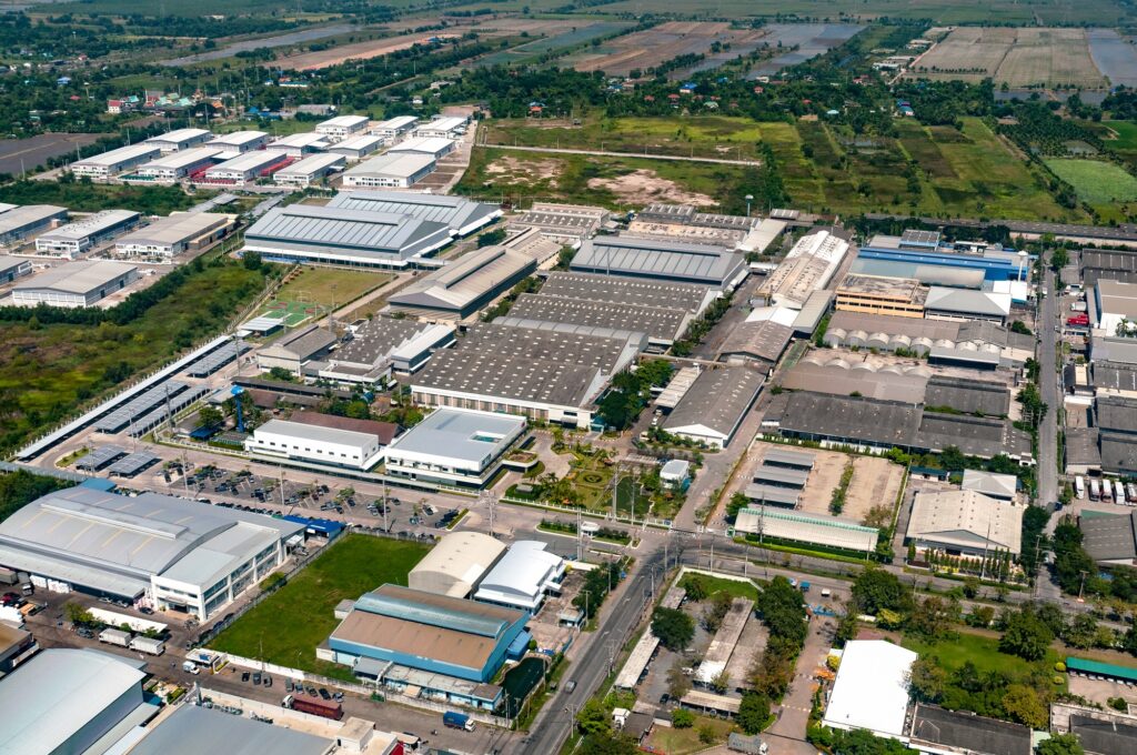 Industrial estate factories manufactures and housing projects